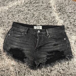 We The Free Black Jean Shorts Distressed Style Size 25